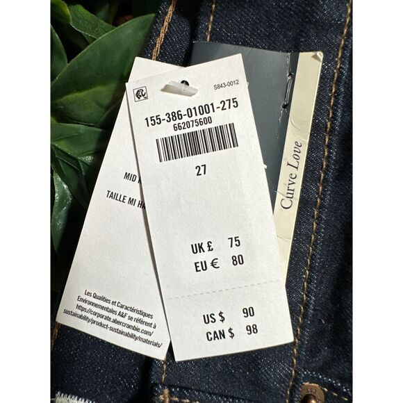 Abercrombie and Fitch The Bootcut Mid-Rise Jeans CURVE LOVE Size 27 NWT - Picture 3 of 7